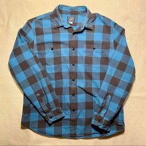 J Crew Brushed Twill Buffalo Check Blue/Black - XL